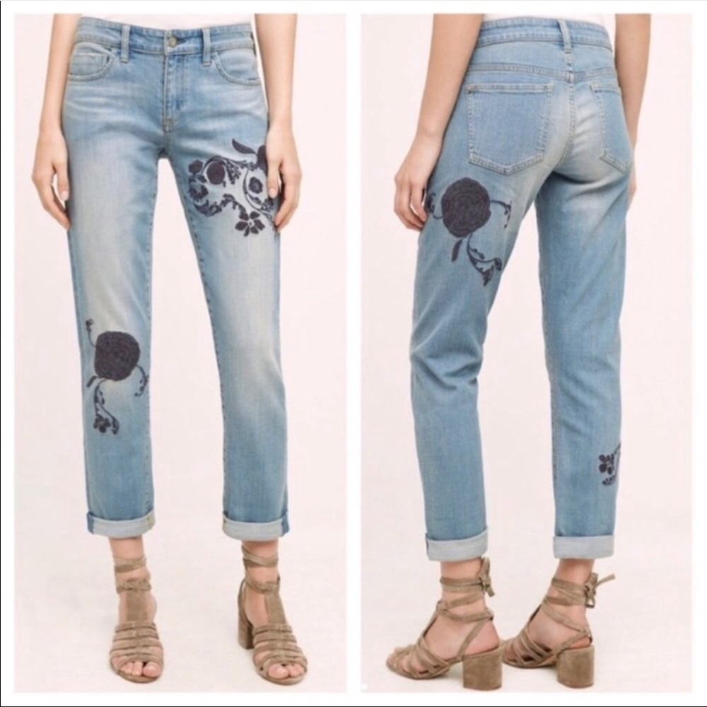 Pilcro and the letterpress embroidered jeans